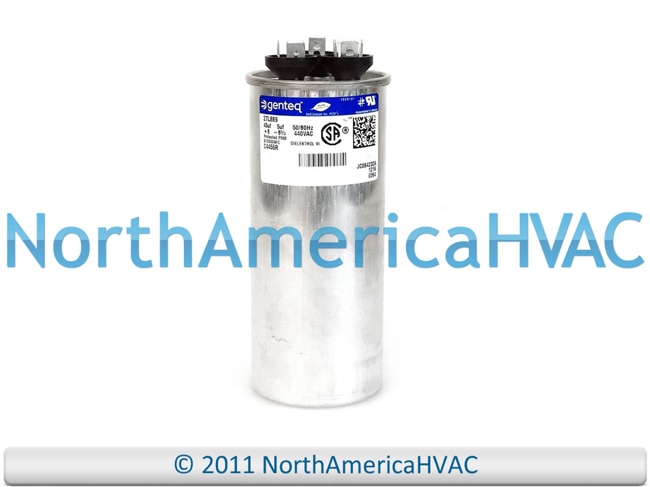 Capcom GE Genteq Dual Run Capacitor Round 45/5 uf MFD 440 Volt VAC 